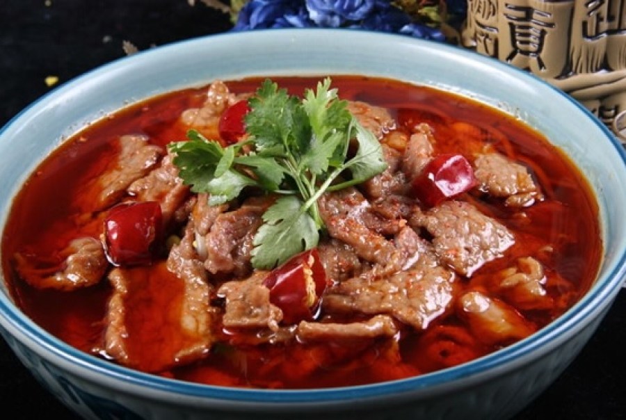 Poached Beef in Hot Sauce Shui Zhu Niu Rou, 水煮牛肉